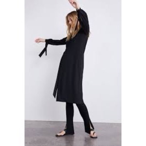 [Zara] Classic Black Wrap Duster Jacket - Picture 8 of 11
